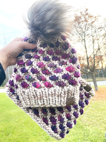 Lotus Flower Cowl and Beanie Set - Merino Wool - Limited Item
