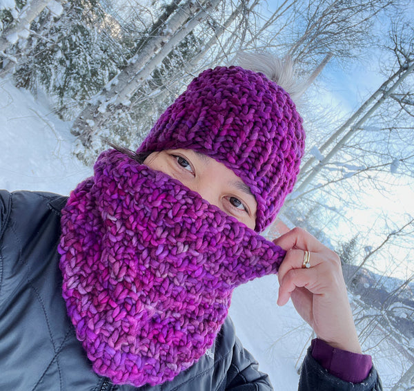 Mossy Birch Beanie and Cowl Set Knitting Patterns