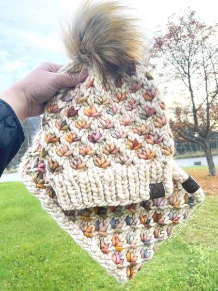Lotus Flower Cowl and Beanie Set - Merino Wool - Limited Item