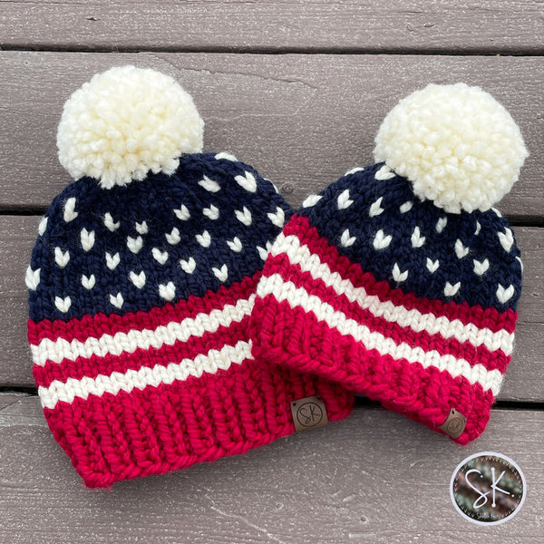 Americana Knit Beanies | Patriotic Hats | Multiple Sizes in Classic Colors