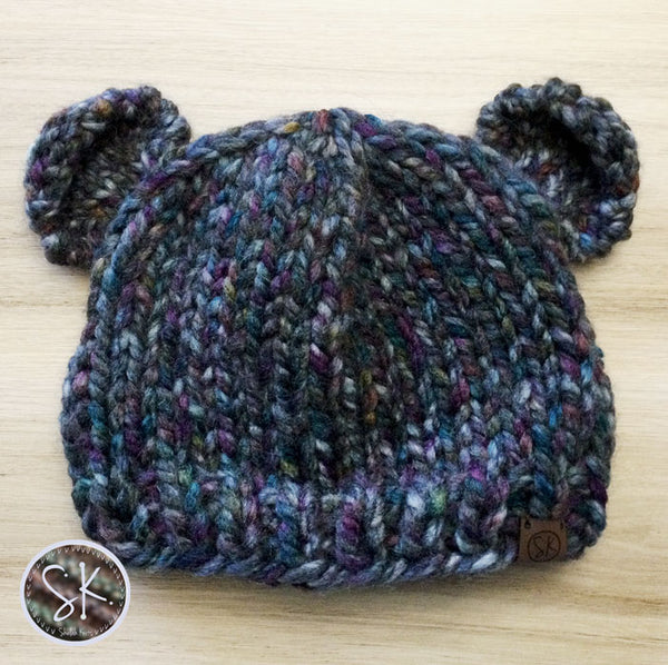 Bear Cub Knit Hats - Baby Size in Color Abalone