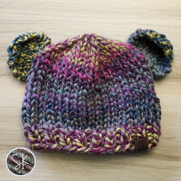 Bear Cub Knit Hats - Baby Size in Color Astropolis