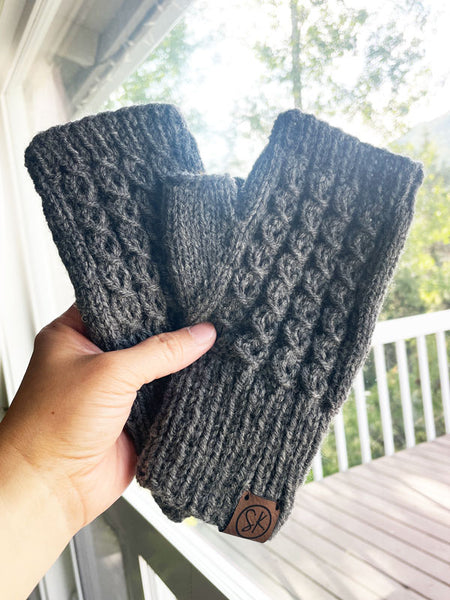 Berry Picker Fingerless Gloves / Fingerless Mittens in Dark Gray Heather