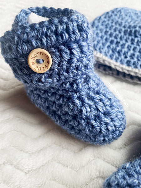 Born in 2024 Knit and Crochet Baby Sets - Matching Beanie and Booties/Mary Jane Shoes