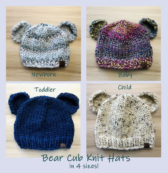 Bear Cub Knit Hats in 4 Sizes!