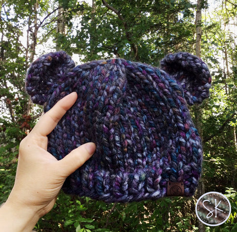Bear Cub Knit Hats - Baby Size in Color Abalone